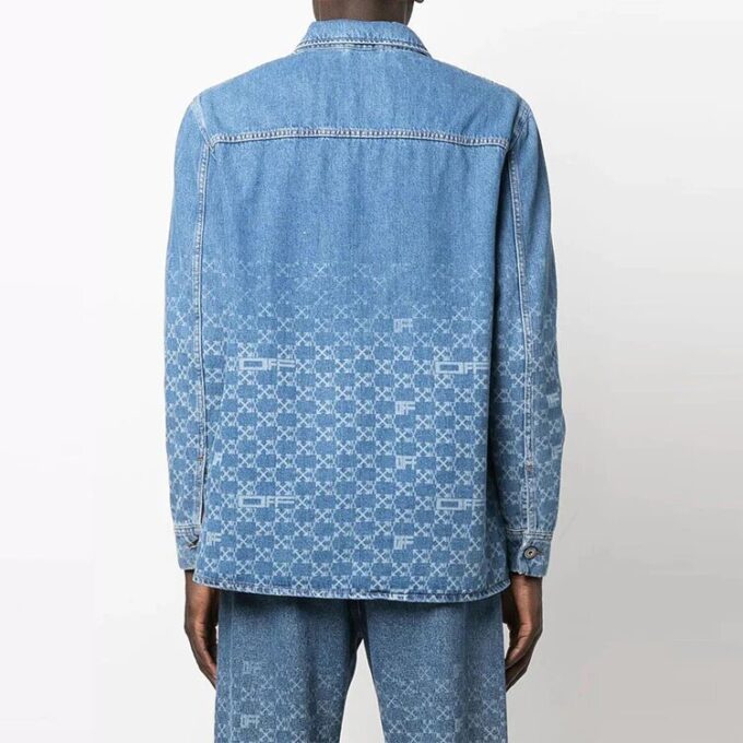 Gradient Denim Long Sleeves Shirt Blue