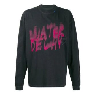 Graffiti Alphabet Pattern Round Neck Long Sleeves Version Black Gray