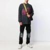 Graffiti Alphabet Pattern Round Neck Long Sleeves Version Black Gray