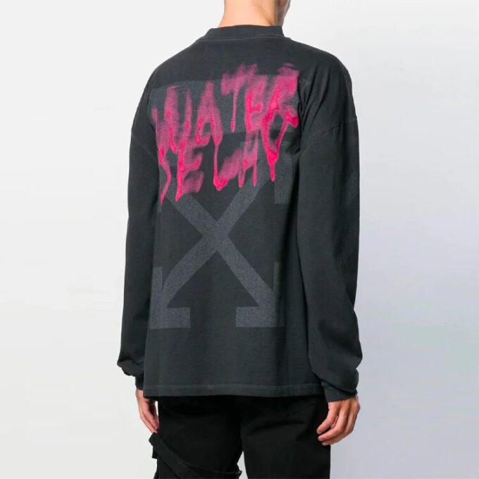 Graffiti Alphabet Pattern Round Neck Long Sleeves Version Black Gray