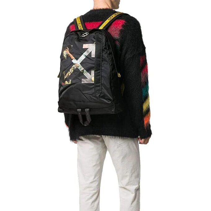 Graffiti Arrow Pattern backpack Black
