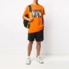 Graffiti Arrow Pattern Printing Short Sleeve Loose Fit Orange
