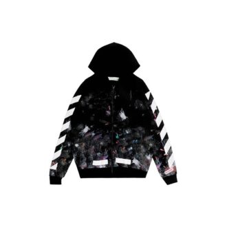 Graffiti Arrow Printing Zipper hooded Long Sleeves Ordinary Version Black