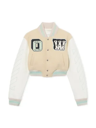 Graffiti Crop Varsity Jacket