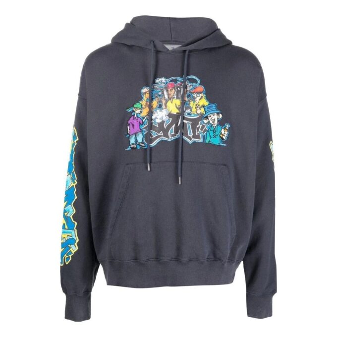 Graffiti-Print Cotton Hoodie