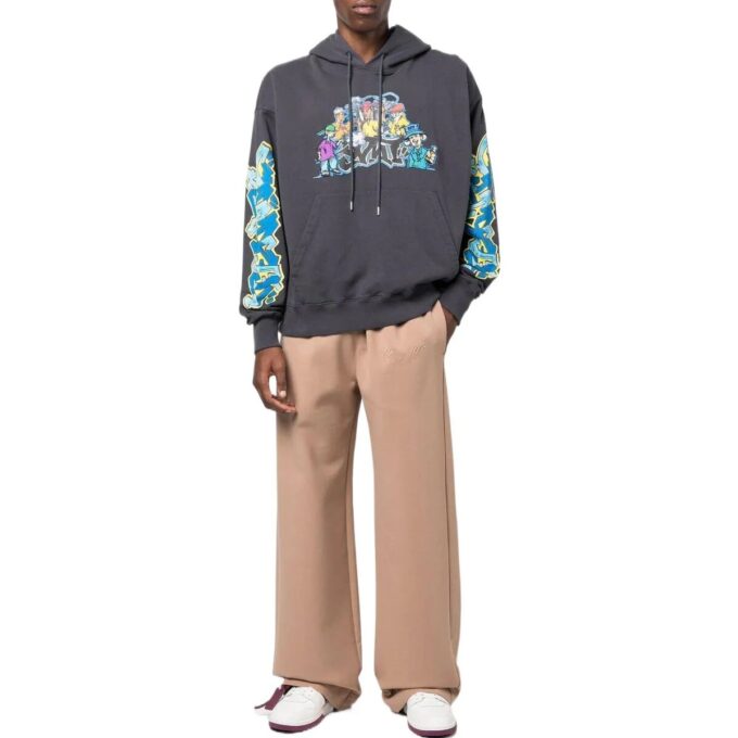 Graffiti-Print Cotton Hoodie