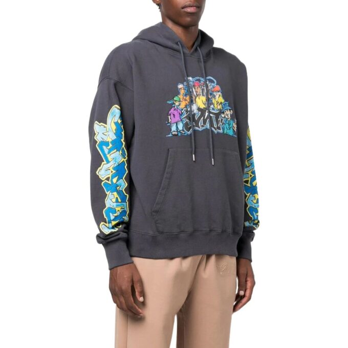 Graffiti-Print Cotton Hoodie