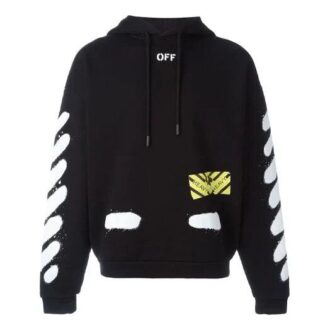 Graffiti Stripe Hoodec Fleece Men Black