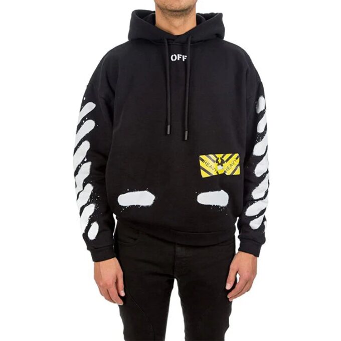 Graffiti Stripe Hoodec Fleece Men Black