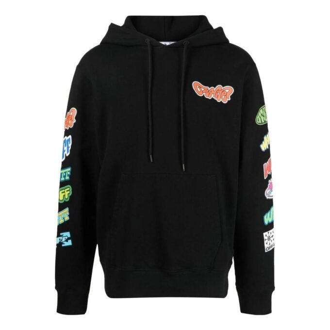 graphic-print Cotton Hoodie “Black”