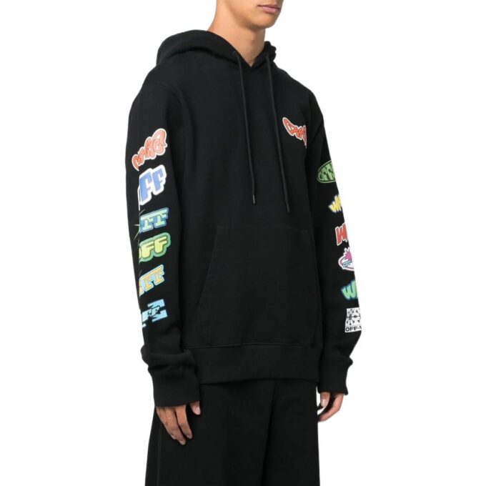 graphic-print Cotton Hoodie “Black”