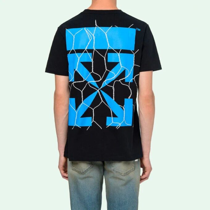 Green Fence Arrows T-Shirt Arrow Printing Short Sleeve Black