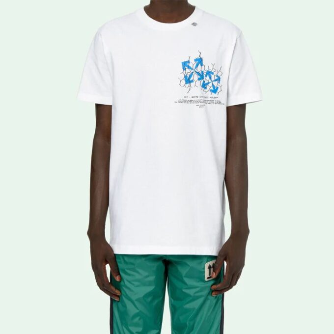 Green Fence Arrows T-Shirt Arrow Printing Short Sleeve White