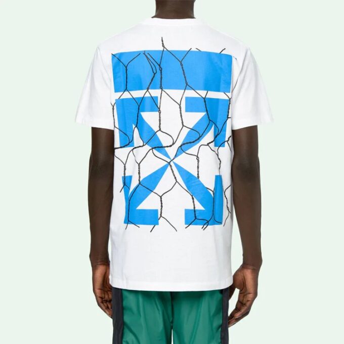 Green Fence Arrows T-Shirt Arrow Printing Short Sleeve White