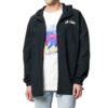 Impressionism Windbreaker Hooded Coat Men Black