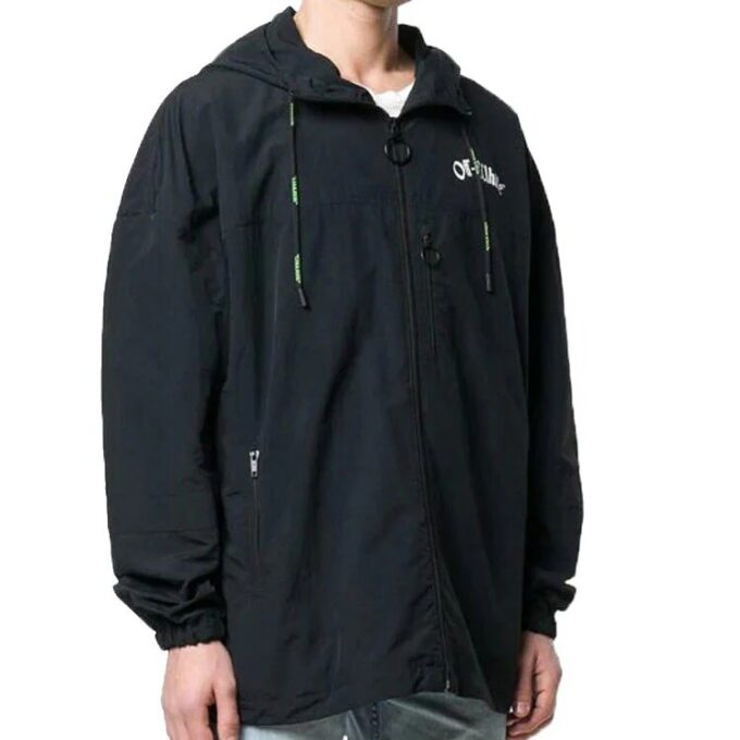 Impressionism Windbreaker Hooded Coat Men Black