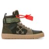 Industrial Paneled Leather And Suede High-top Sneakers ArmyGreen