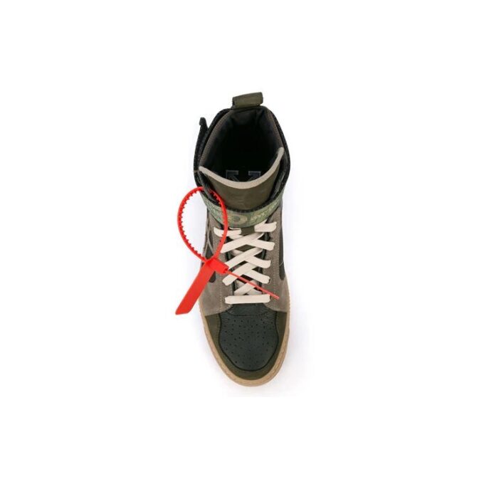 Industrial Paneled Leather And Suede High-top Sneakers ArmyGreen