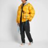 Industrial Zipped Puffer Hooded Down Cotton-padded Jacket Men Yellow