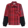 Jersey Sleeve Checked Shirt “Red Black”