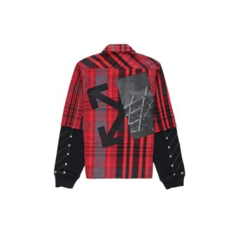 Jersey Sleeve Checked Shirt “Red Black”