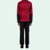 Jersey Sleeve Checked Shirt “Red Black”