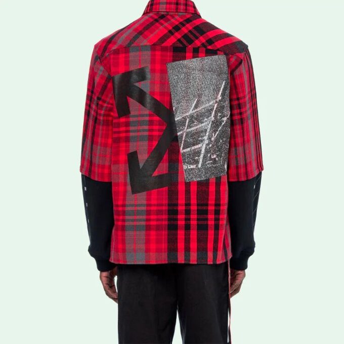 Jersey Sleeve Checked Shirt “Red Black”