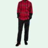 Jersey Sleeve Checked Shirt “Red Black”