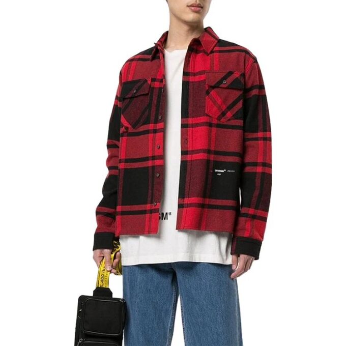 lapel Plaid Long Sleeves Shirt Version Red