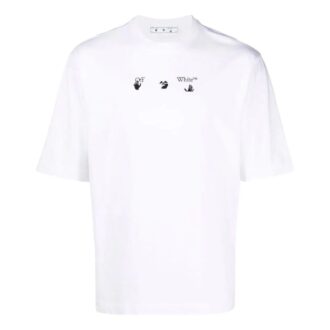 Large Arrow Pattern Printing Round Neck Short Sleeve White