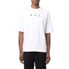 Large Arrow Pattern Printing Round Neck Short Sleeve White