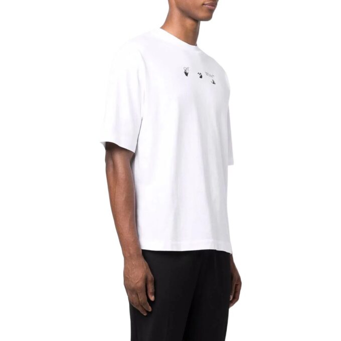 Large Arrow Pattern Printing Round Neck Short Sleeve White