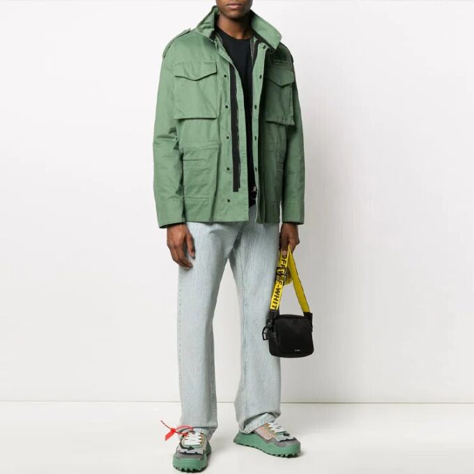 Logo Alphabet Classic Multiple Pockets Jacket Version Green