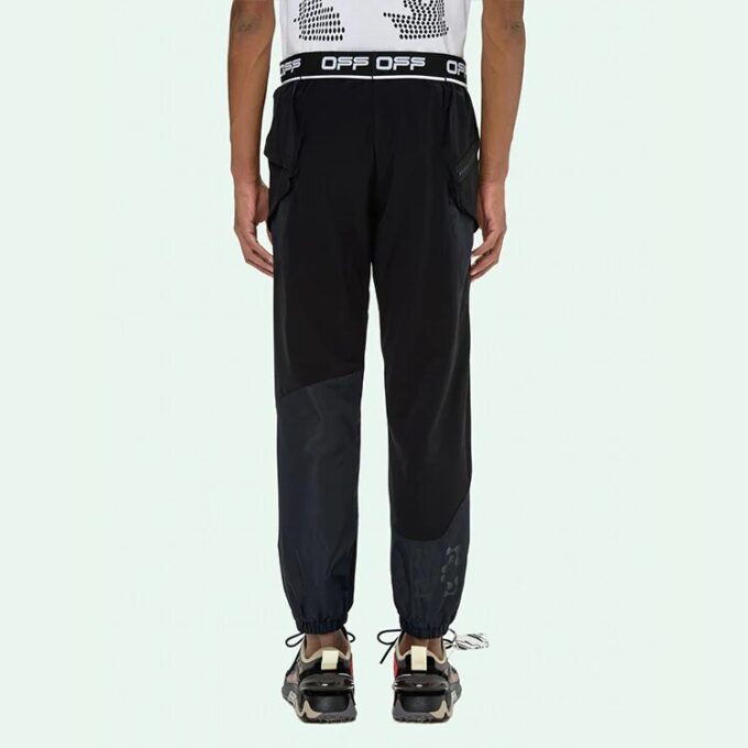 Logo Arrow Printing Drawstring Sports Long Pants Slim Fit Version Black