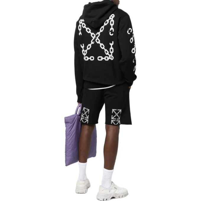 Logo Chain Arrow Straight Sports Shorts Black