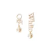 LOGO EARRINGS W/STRASS&PEARLS