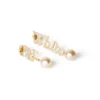 LOGO EARRINGS W/STRASS&PEARLS