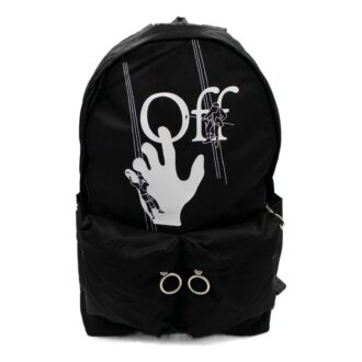 Logo Graffiti Alphabet Printing Zipper Multiple Pockets backpack schoolbag Black