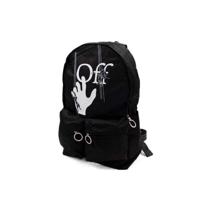 Logo Graffiti Alphabet Printing Zipper Multiple Pockets backpack schoolbag Black
