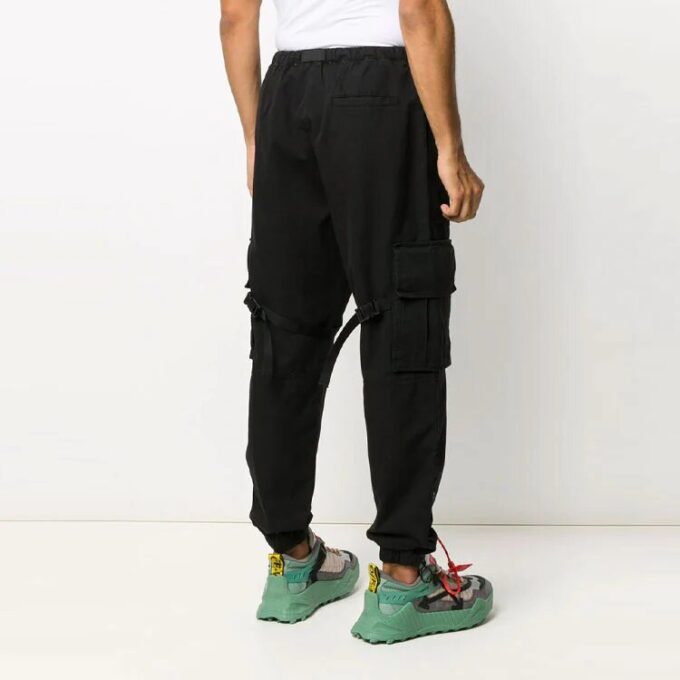 Logo Multiple Pockets Cargo Casual Pants Black