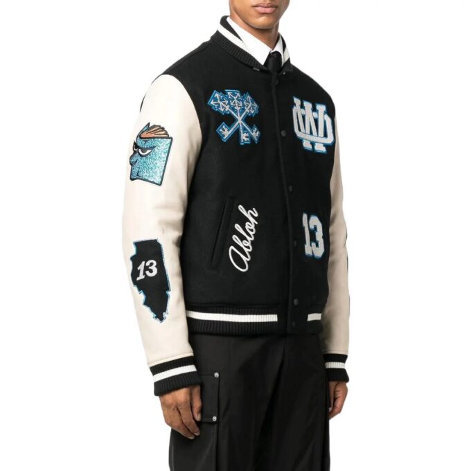 logo patch varsity jacket “Black”