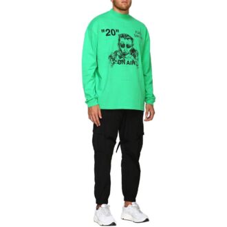 Logo Portrait Embroidered Long Sleeves Unisex Green