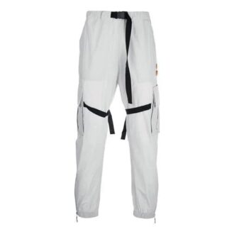 Logo Print Cargo Pants Functional Casual Pants light grey