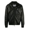 Logo Print Leather Bomber Jacket