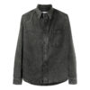 Logo Printed Long-Sleeve Denim Shirt Men Black