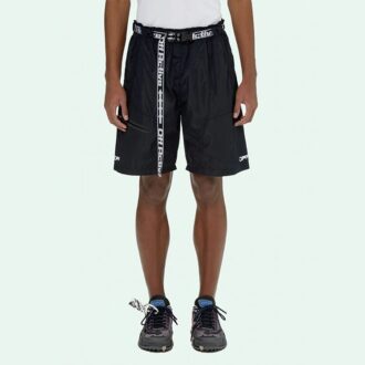 Logo Printing Belt Cargo Sports Shorts Version Black