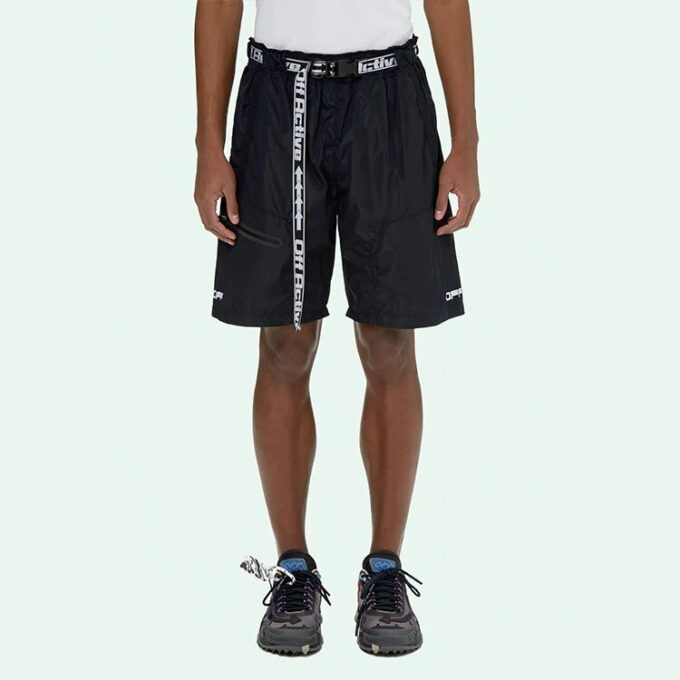 Logo Printing Belt Cargo Sports Shorts Version Black