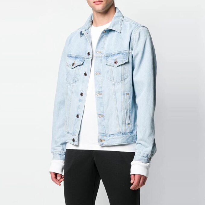 Logo Printing Denim Jacket Light Blue