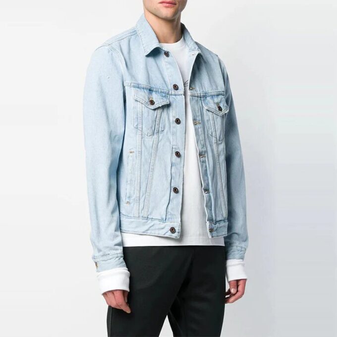 Logo Printing Denim Jacket Light Blue