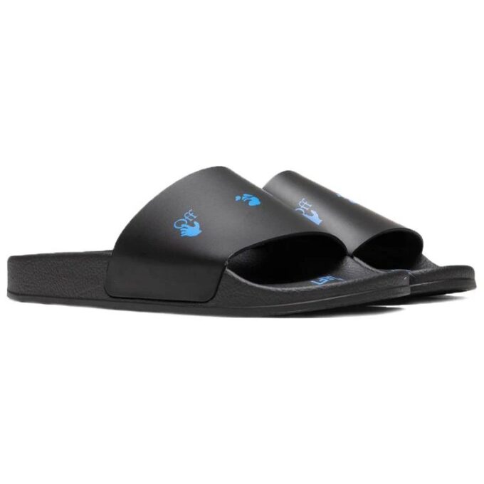 Logo Printing Fashion Casual Black Slippers “Black Blue”